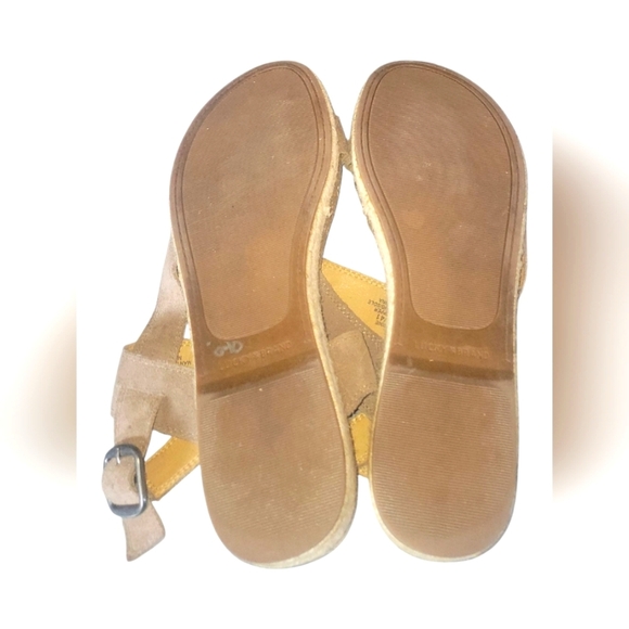 Lucky Brand Gadine Leather Upper Women's Taupe Suede Sandals Sz 9 1/2 M/41 - Picture 6 of 10